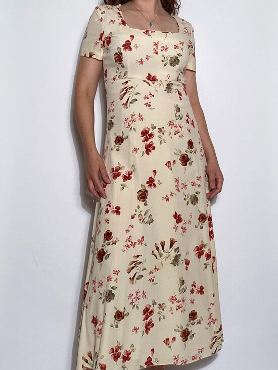 Vintage 1990s EMPIRE WAIST Floral Maxi Dress -- Size 8 - Picture 5 of 8